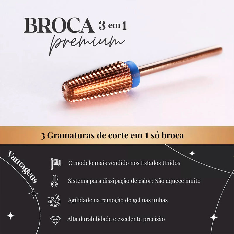 Broca 3 em 1 Premium MARUTIL® - Corte Extra Fino, Fino e Médio